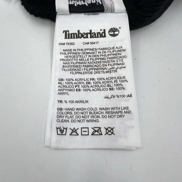TIMBERLAND BLACK BEANIE, UNISEX, ONE SIZE FITS ALL, BEANIE WITH GREY ON THE CUFF - Picture 15 of 15